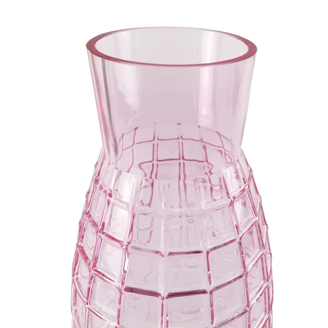 Leaf 49cm Tall Pink Square Glass Vase