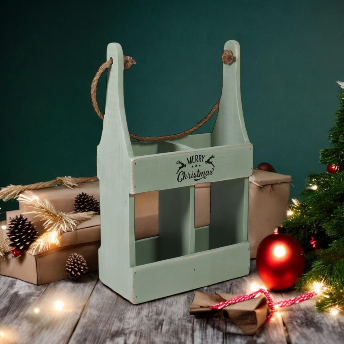 MSL 39CM Rustic Green 2-Bottle Wine Caddy