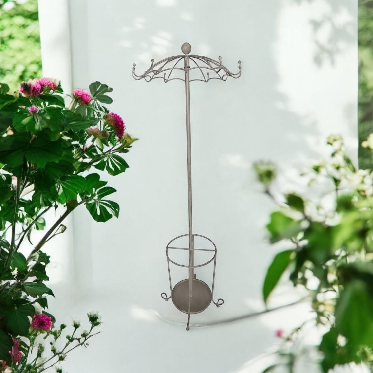 MSL 172cm Cream Metal Coat and Umbrella Stand for Hallway or Home