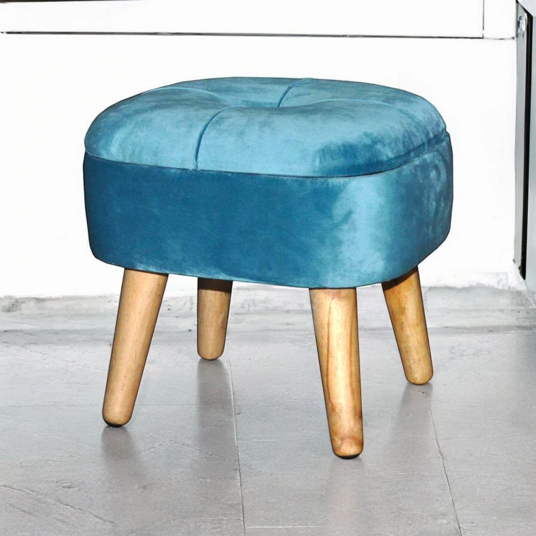 MSL Blue Velvet Stool