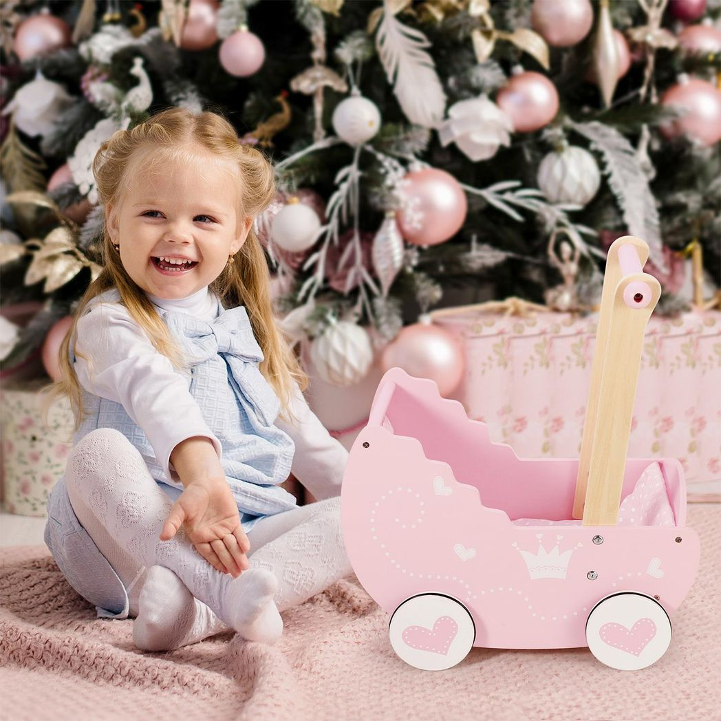 SOKA Pink Princess Doll's Pram with Bedding