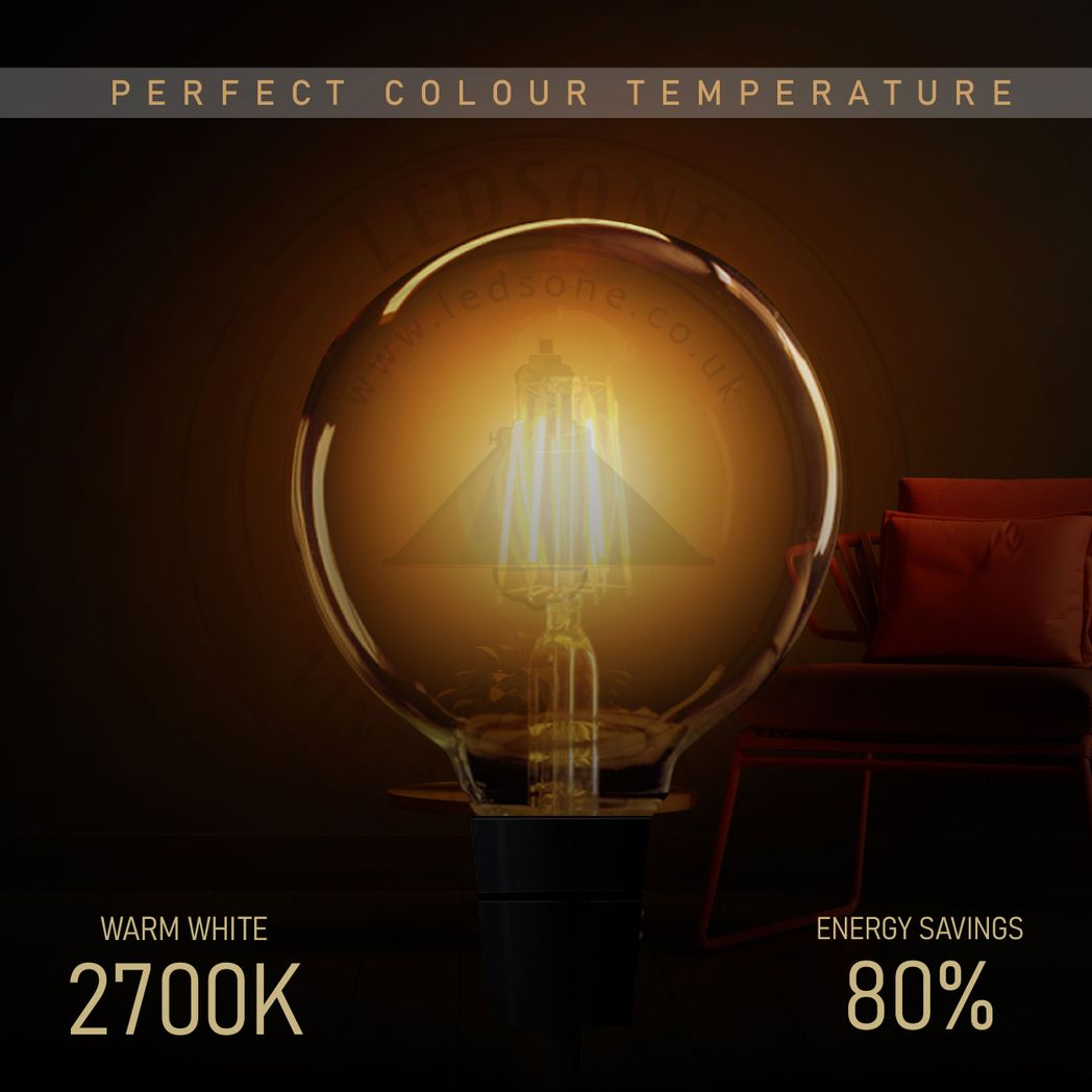 5Pack E27 LED Edison Dimmable Vintage Amber Glass Warm white 2700K Light Bulbs