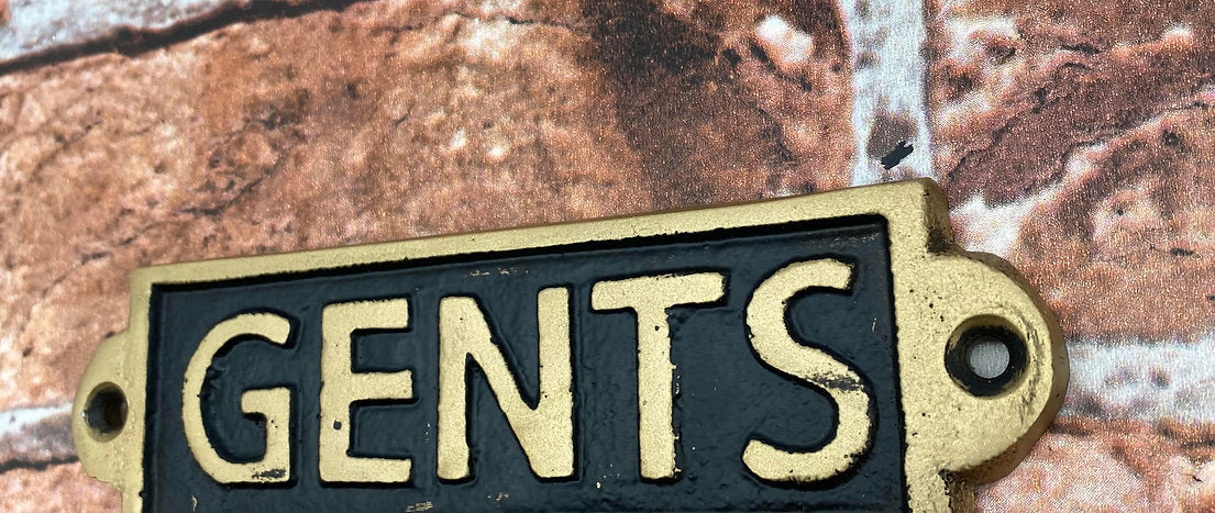 MSL Gents Metal Door Sign, Hand Finished, Small Slim Metal Sign