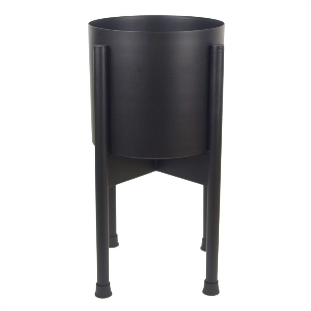 Leaf Handmade Metal Planter Pot Black 20 x 18cm Indoor Use