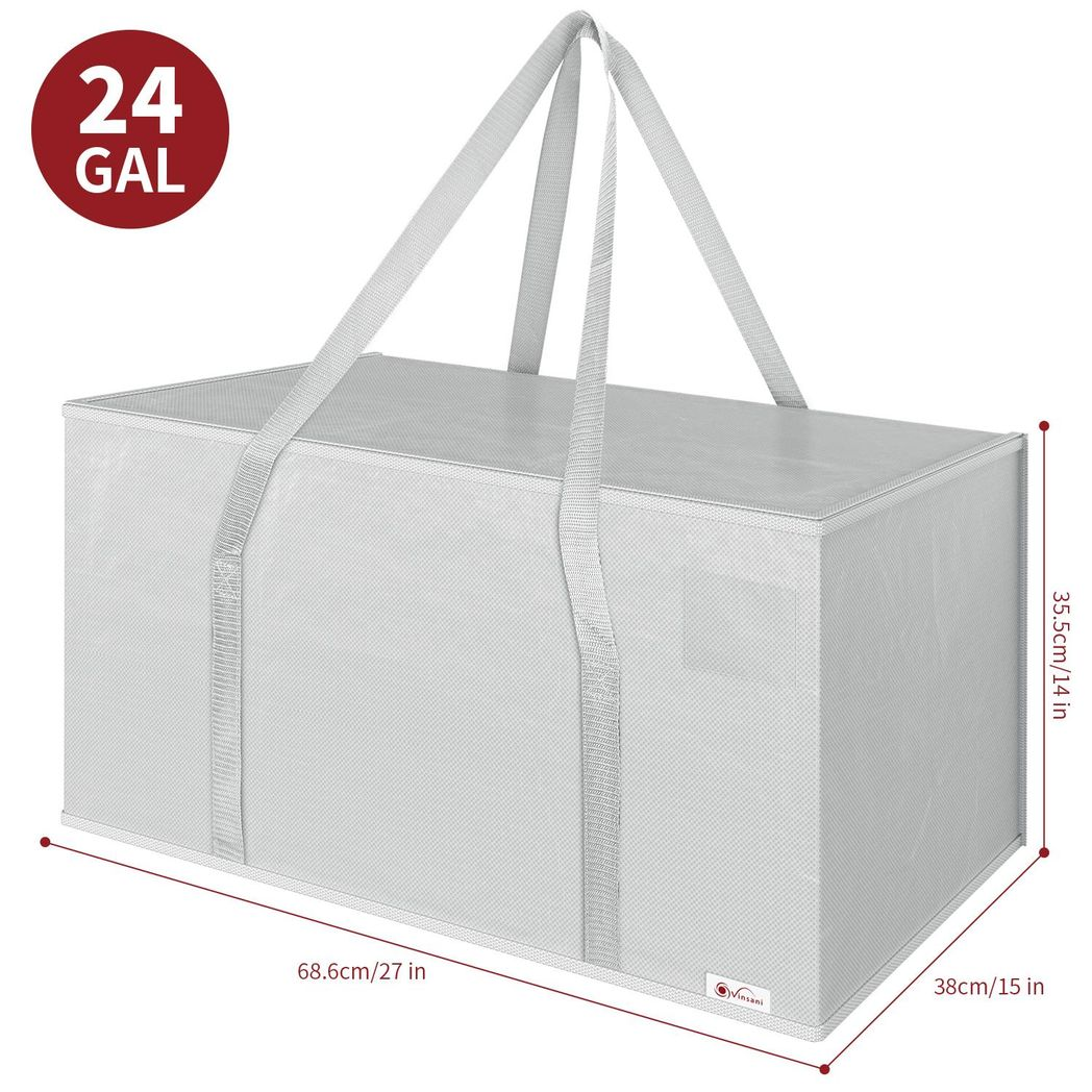 Vinsani Set of 8 Grey Moving Bags with Zipper and Handles, Large Waterproof Polypropylene Storage Bags for Moving and Home Storage