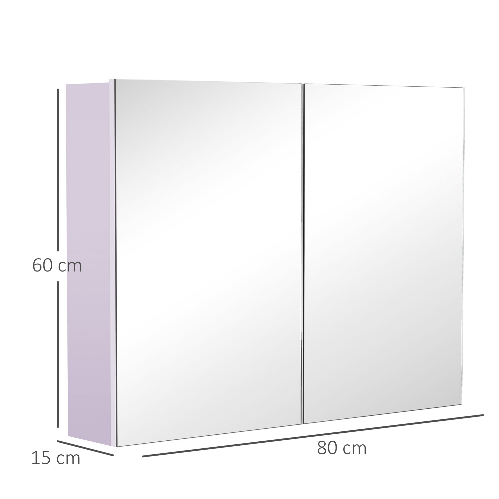 Wall Mounted Double Door Mirror Cabinet Bathroom Storage Unit with Adjustable Shelf