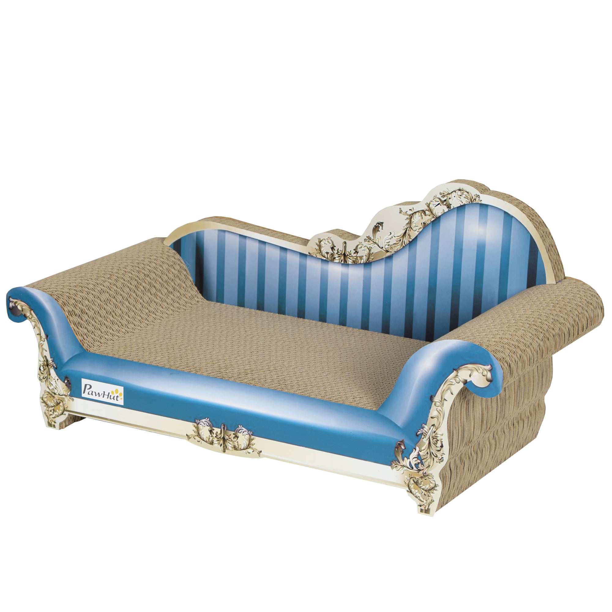 PawHut 2-in-1 Cat Scratcher and Lounge Bed with Catnip, Cardboard Cat Sofa Bed