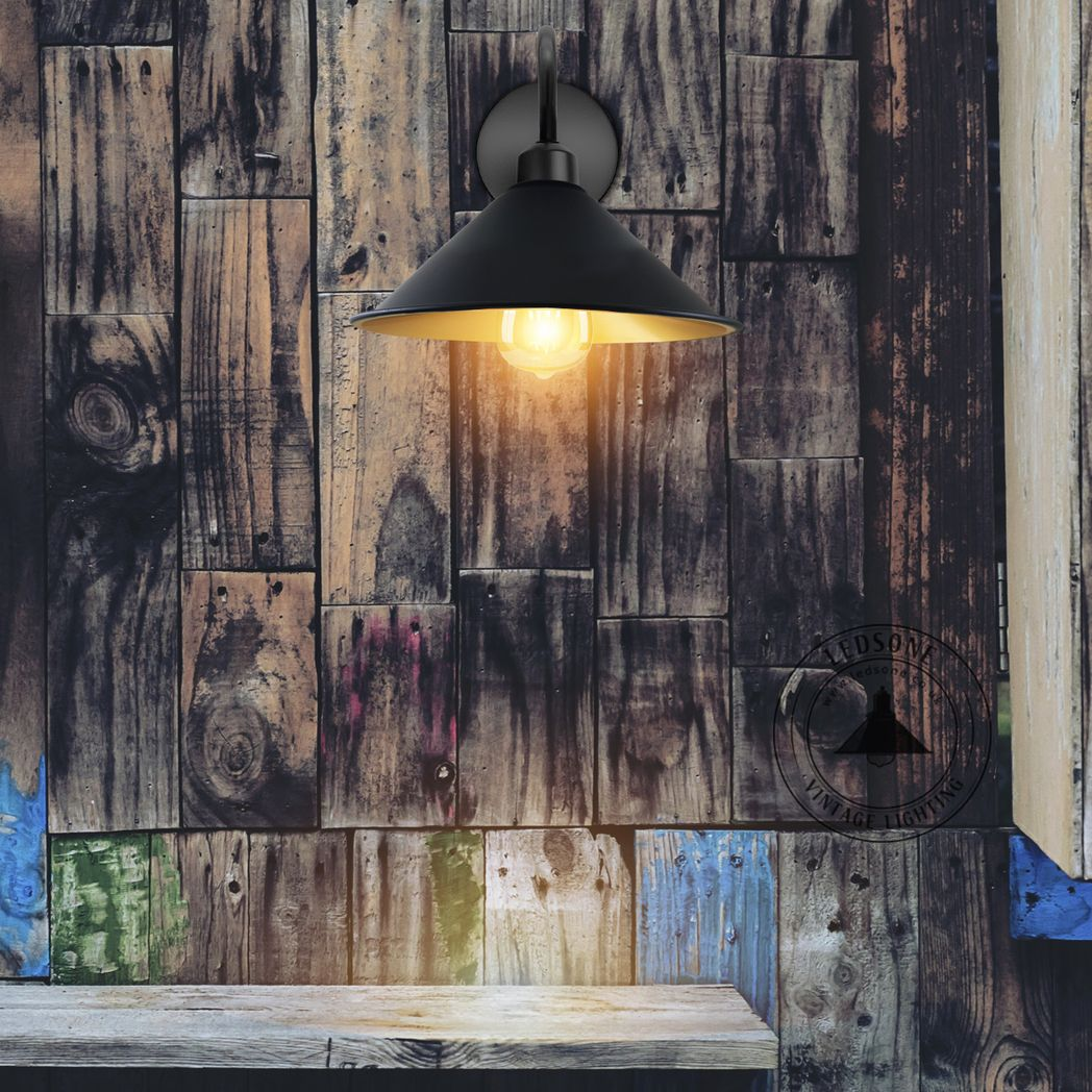 Vintage Black & Gold Wall Sconce, E27 Hardwired Indoor Light