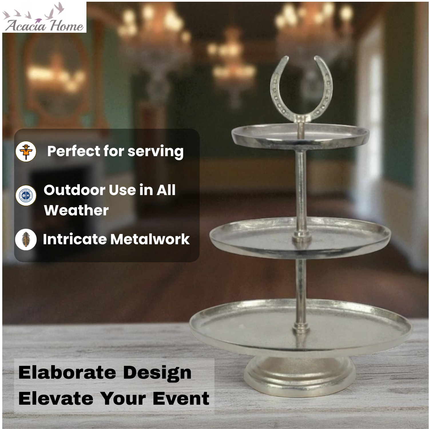 MSL 56CM 2 Tier Nickel Plated Hand Finished Cake Stand