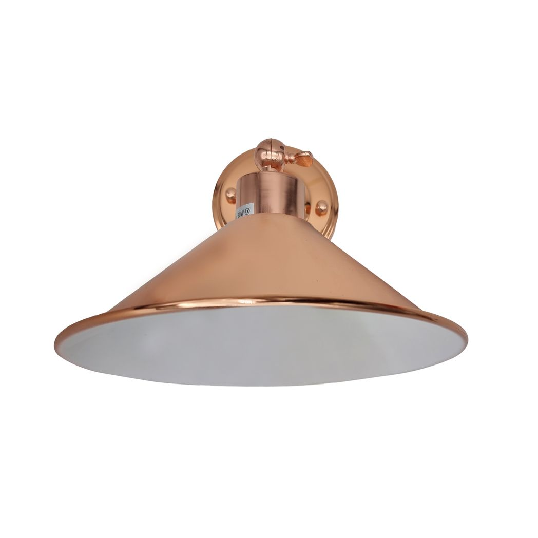 Vintage Industrial Rose Gold Metal Wall Light, E27, Hardwired