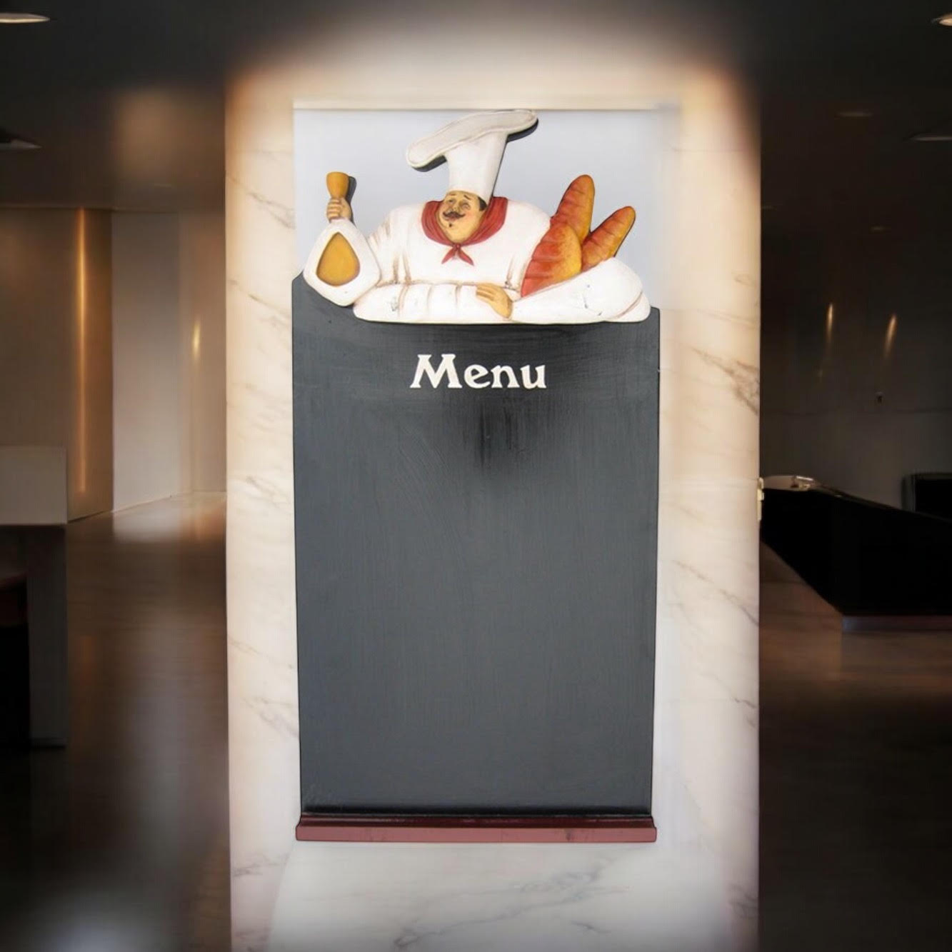 MSL 60 x 30 cm Chef Blackboard Menu Board with Hanging Hook, Easy to Wipe Clean