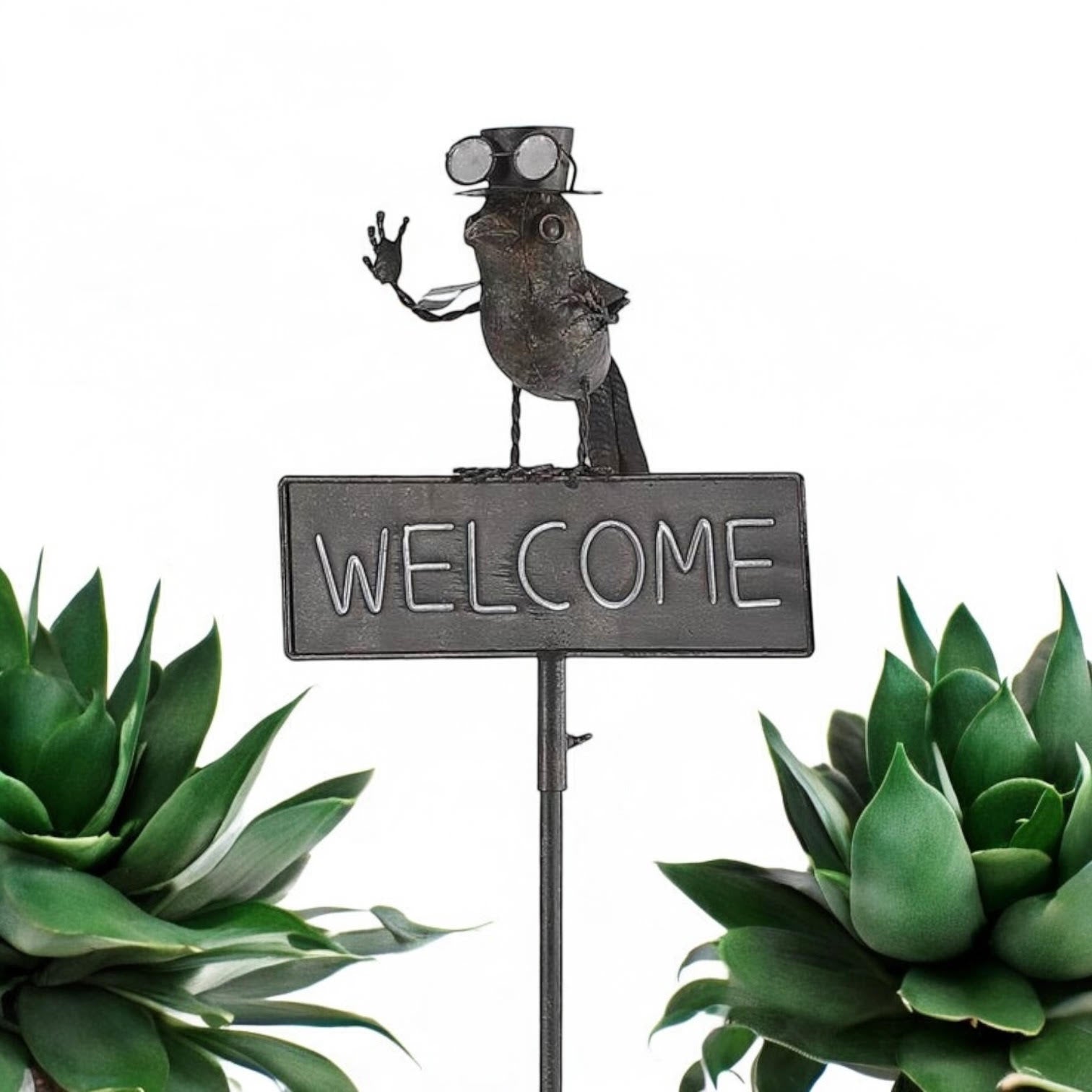 53-Inch Metal Bird Welcome Garden Stake for Gardens, Potted Plants, Flower Beds and Lawns