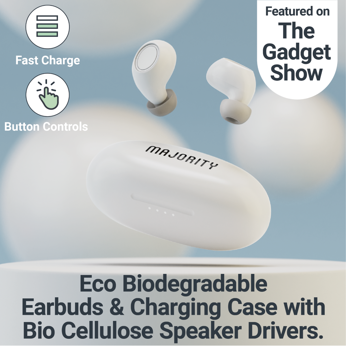 MAJORITY TRU BIO EARBUDS CLEAR WHITE