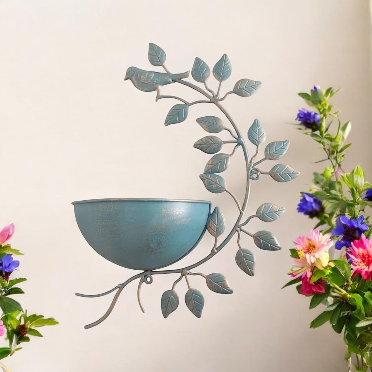 MSL 42cm Blue Metal Garden Planter