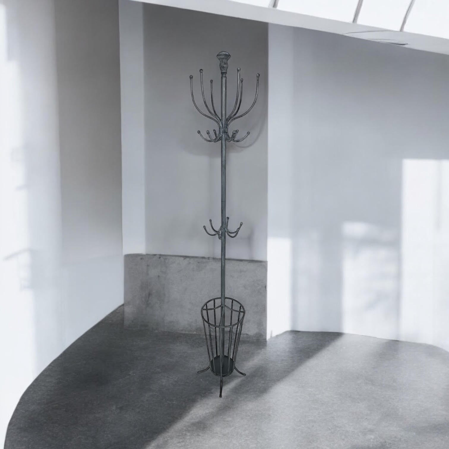 MSL 175cm Grey Metal Coat and Umbrella Stand