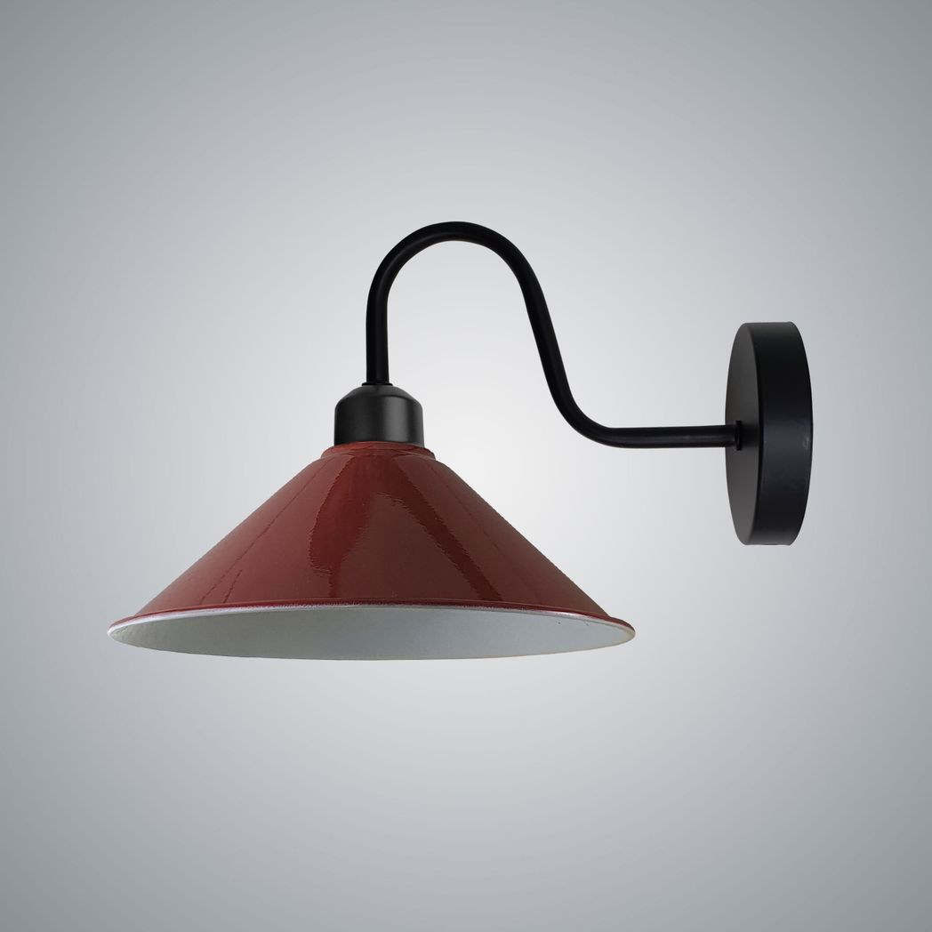 Vintage Black Wall Sconce, E27 Base, Cone Shade, Dimmable Indoor Light