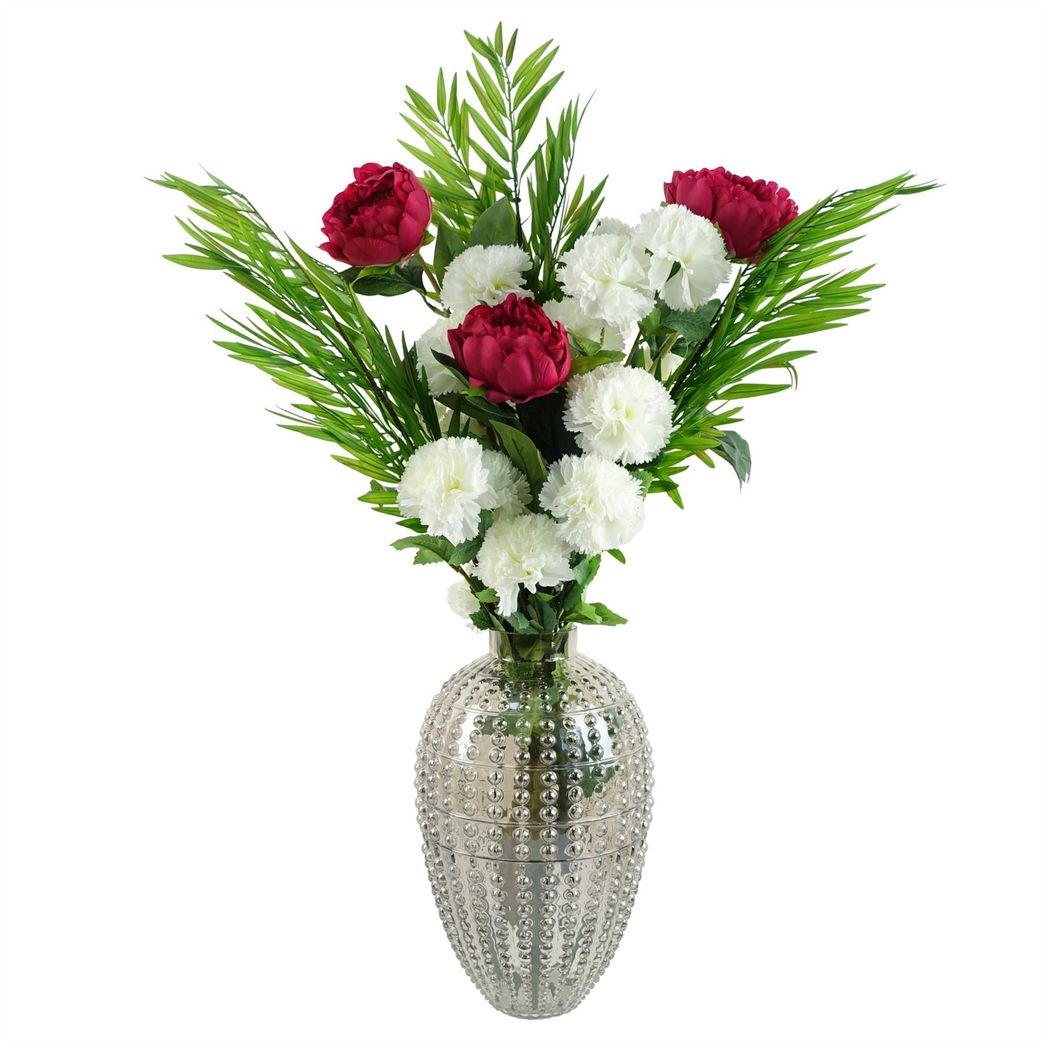 Leaf 35cm Smoke Grey Bubble Style Glass Vase