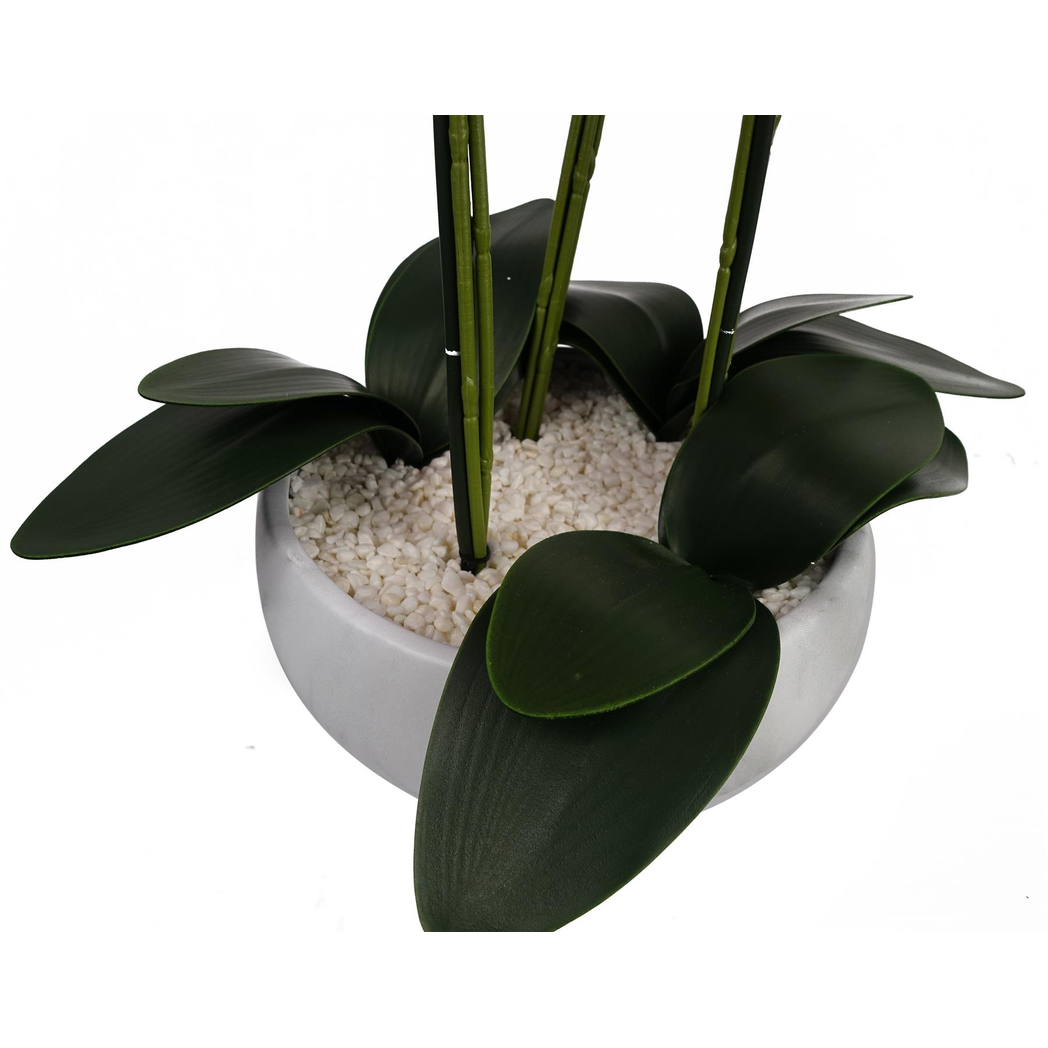 Leaf 60cm Artificial Orchid in Black & White Ceramic Planter