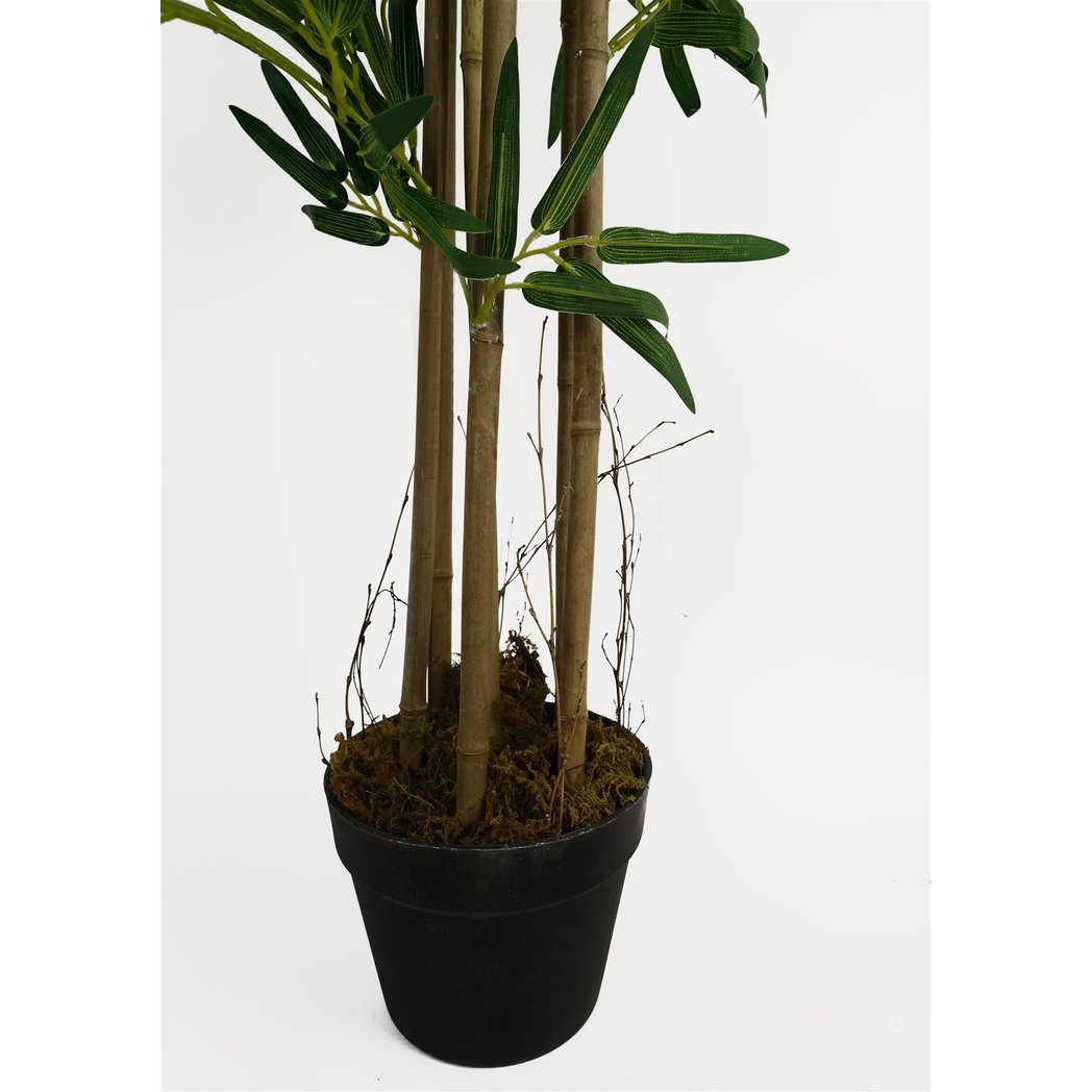 Leaf 150cm (5ft) Artificial Bamboo Tree - Natural Green, Real Bamboo Canes, Potted