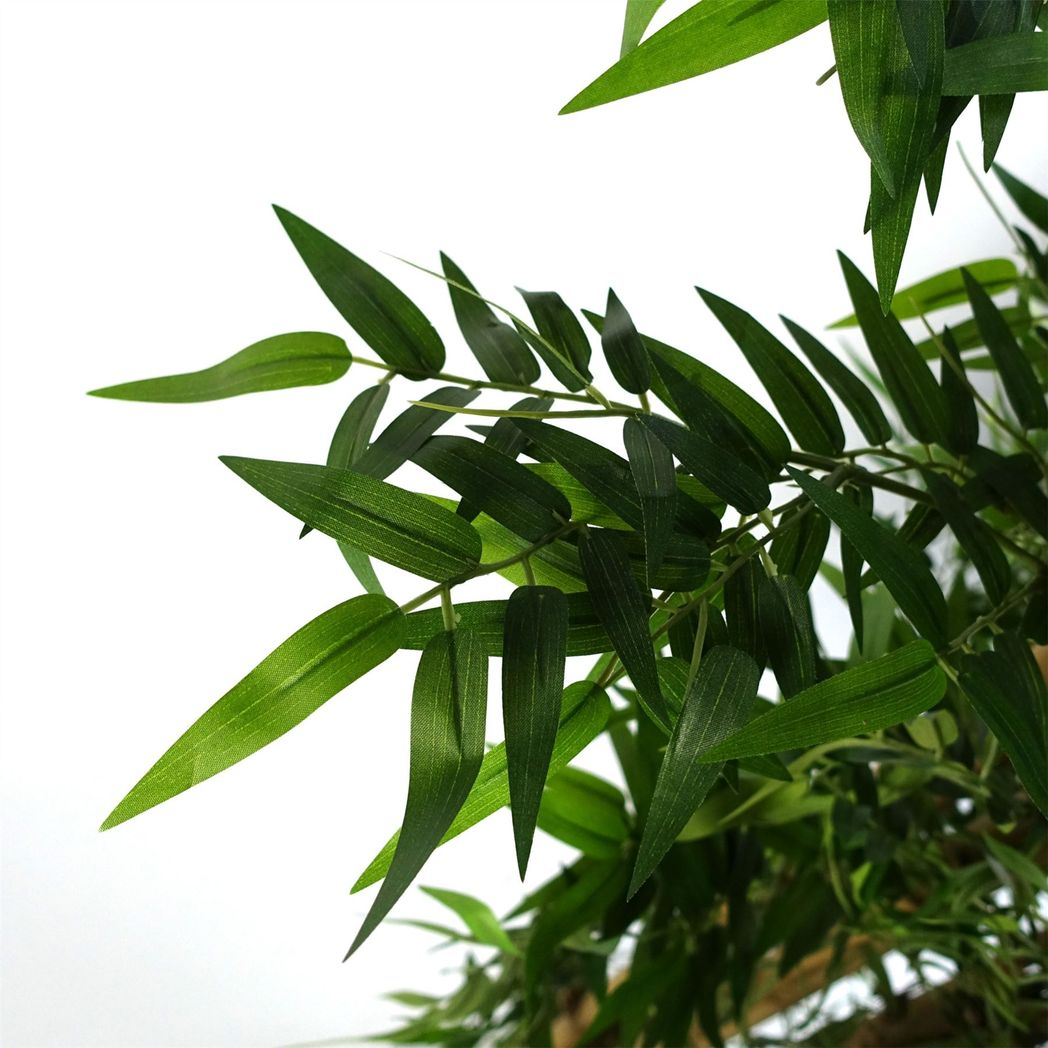 Leaf 120cm Artificial Oriental Bamboo Tree with Lifelike Silk Leaves, Potted in Black Plastic Pot