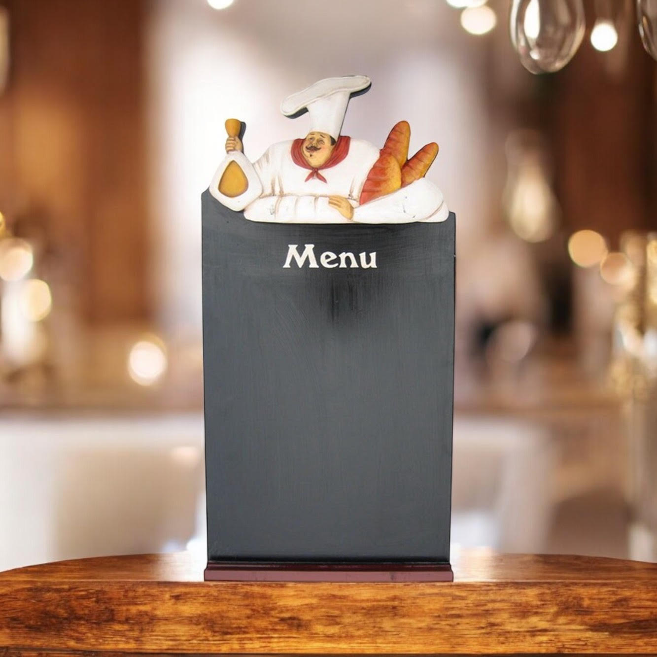 MSL 60 x 30 cm Chef Blackboard Menu Board with Hanging Hook, Easy to Wipe Clean