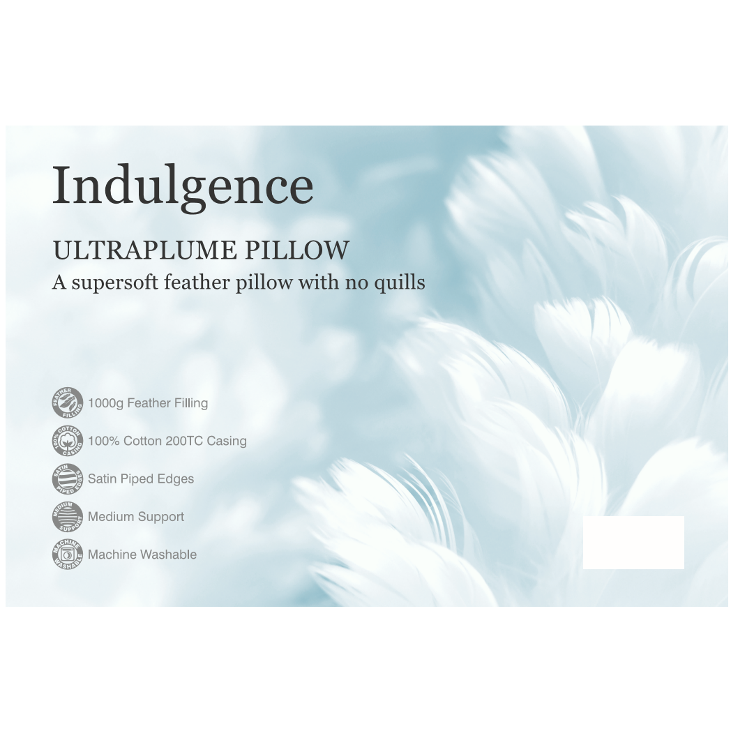 Indulgence Ultraplume Quillless Feather Pillow with 100% Cotton Case