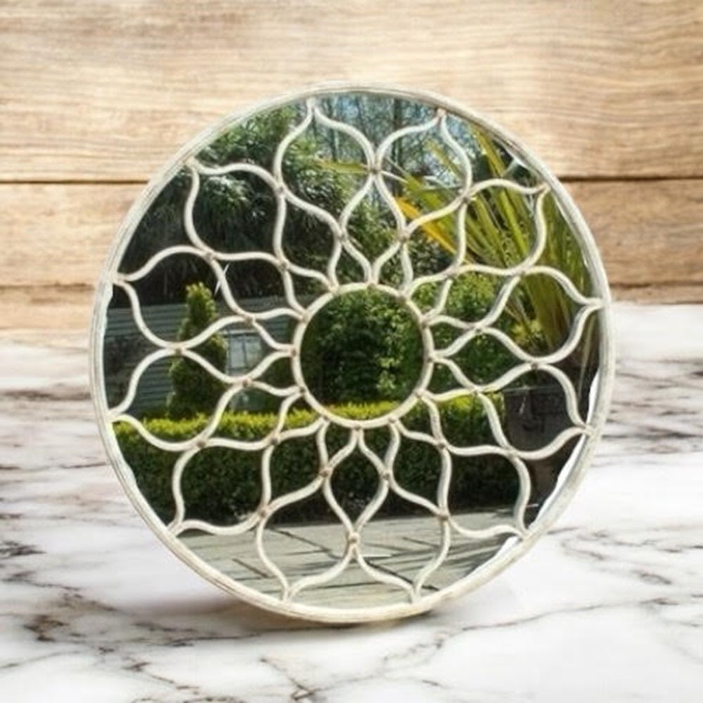 MSL 60cm Round Metal Window Wall Mirror for Indoor and Outdoor Use