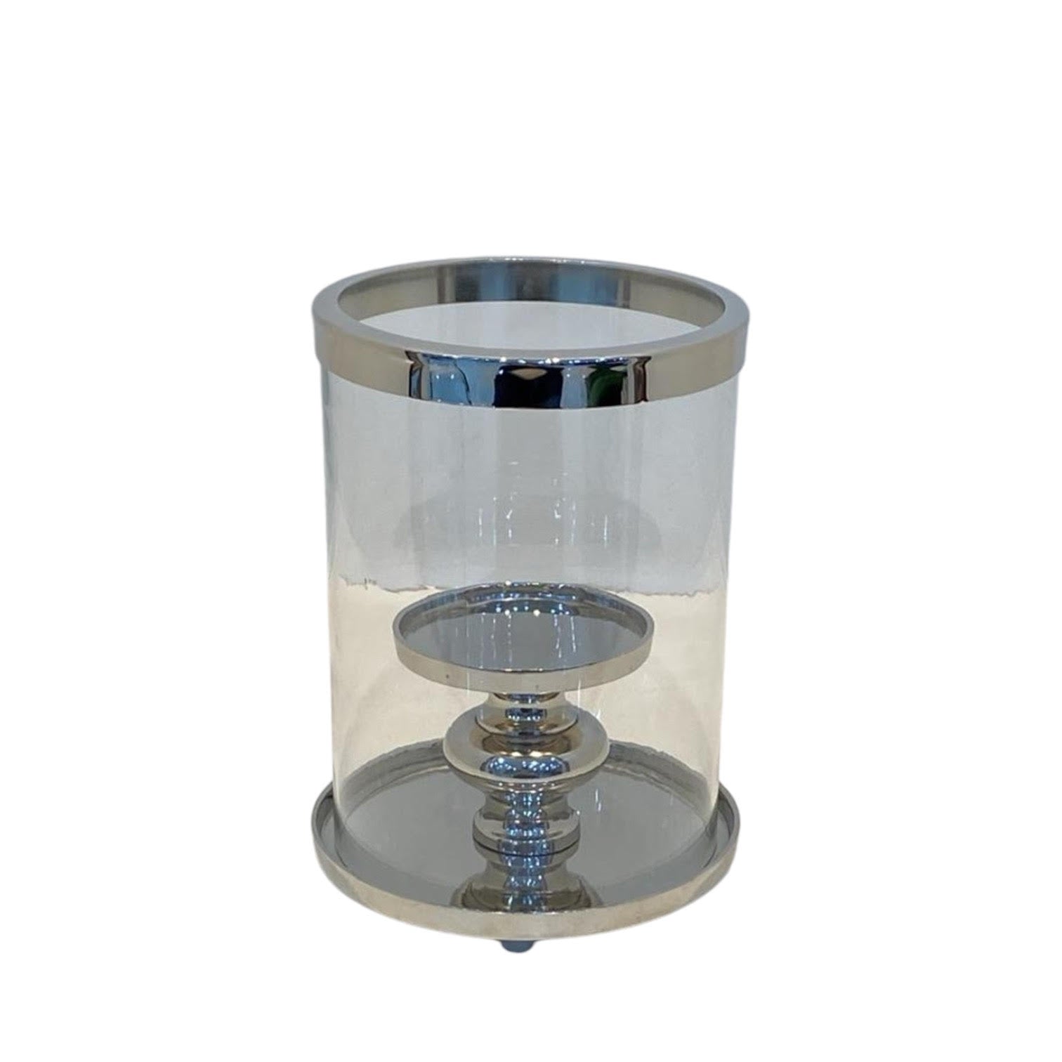 MSL 22cm Nickel Plated Hurricane Candle Holder, Distressed Finish, Hand Finished
