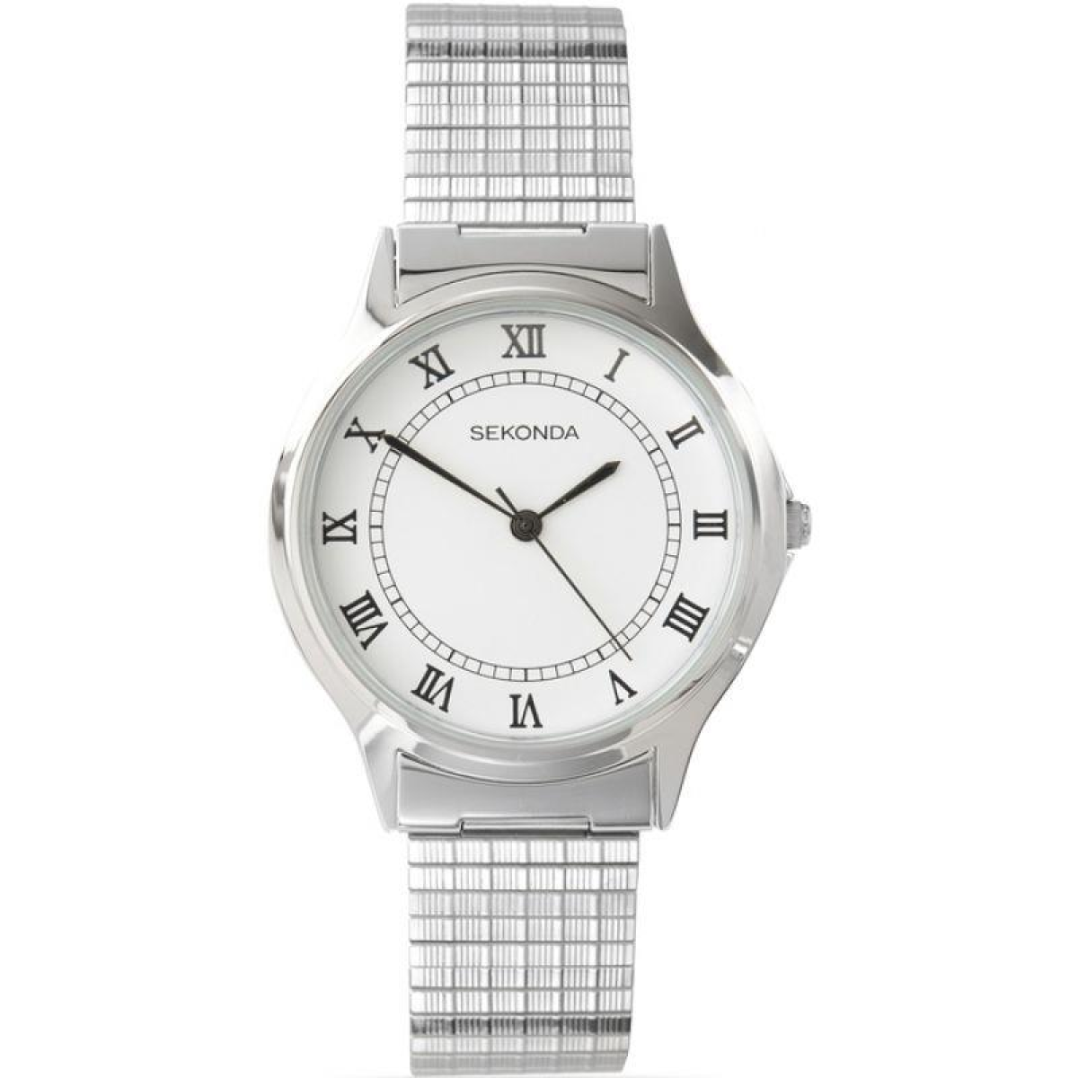 Sekonda Men's White Dial Silver Metal Expandable Bracelet Watch 3022B