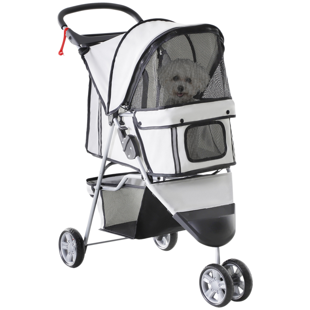 3-Wheel Pet Stroller Pushchair Carrier for Cats and Small Dogs, Grey