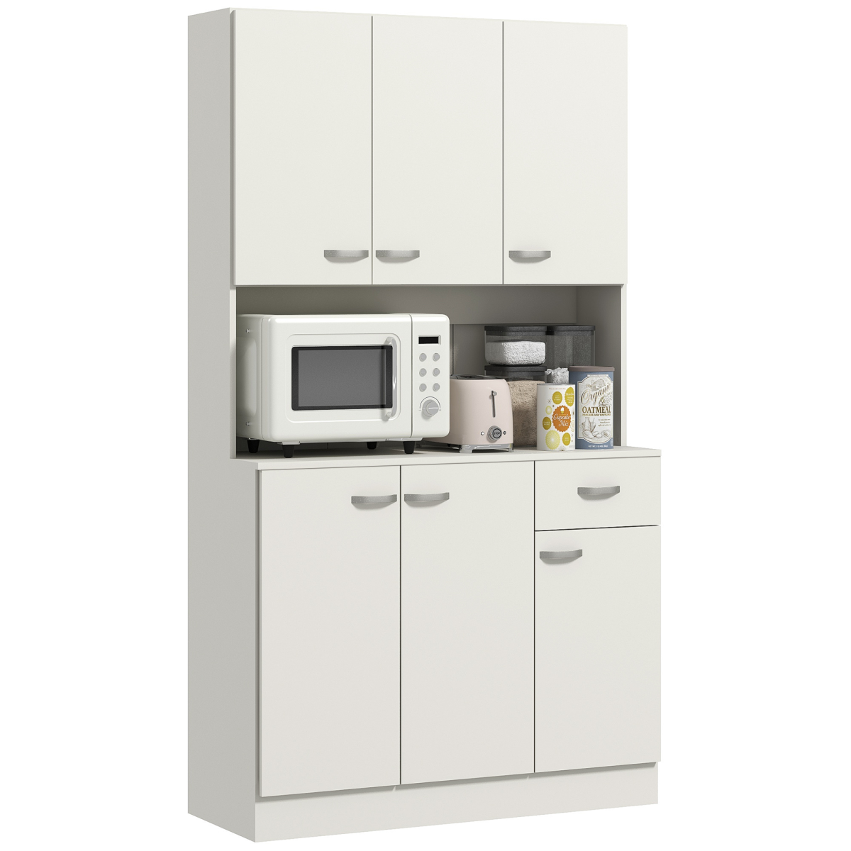 HOMCOM Freestanding Kitchen Storage Cabinet with Doors and Drawer, Cream White
