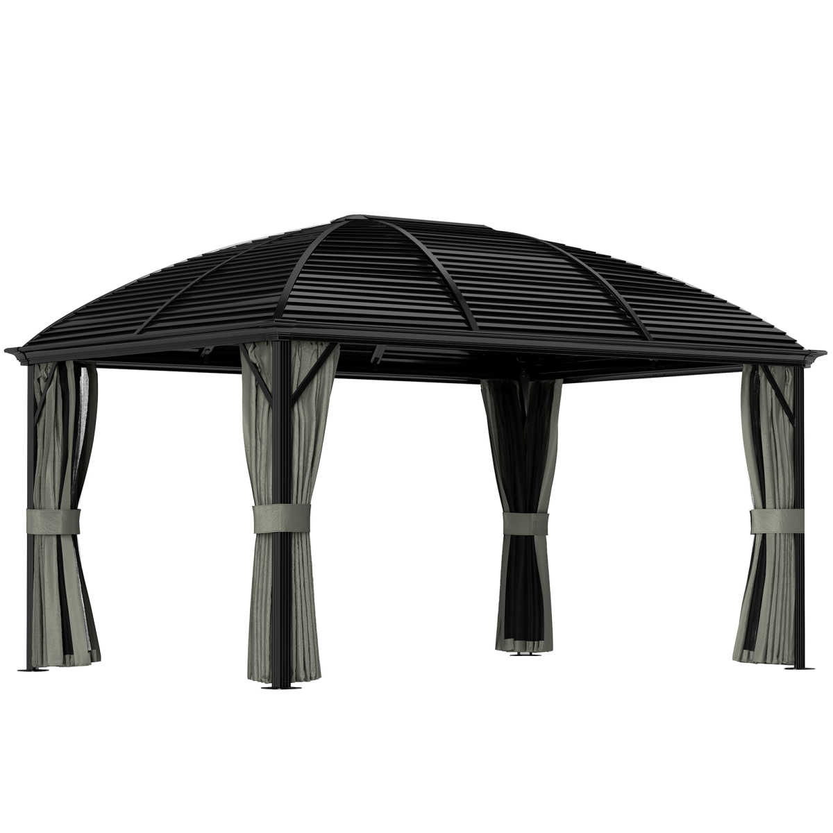 Outsunny 3 x 4m Hardtop Aluminium Gazebo, Dark Grey