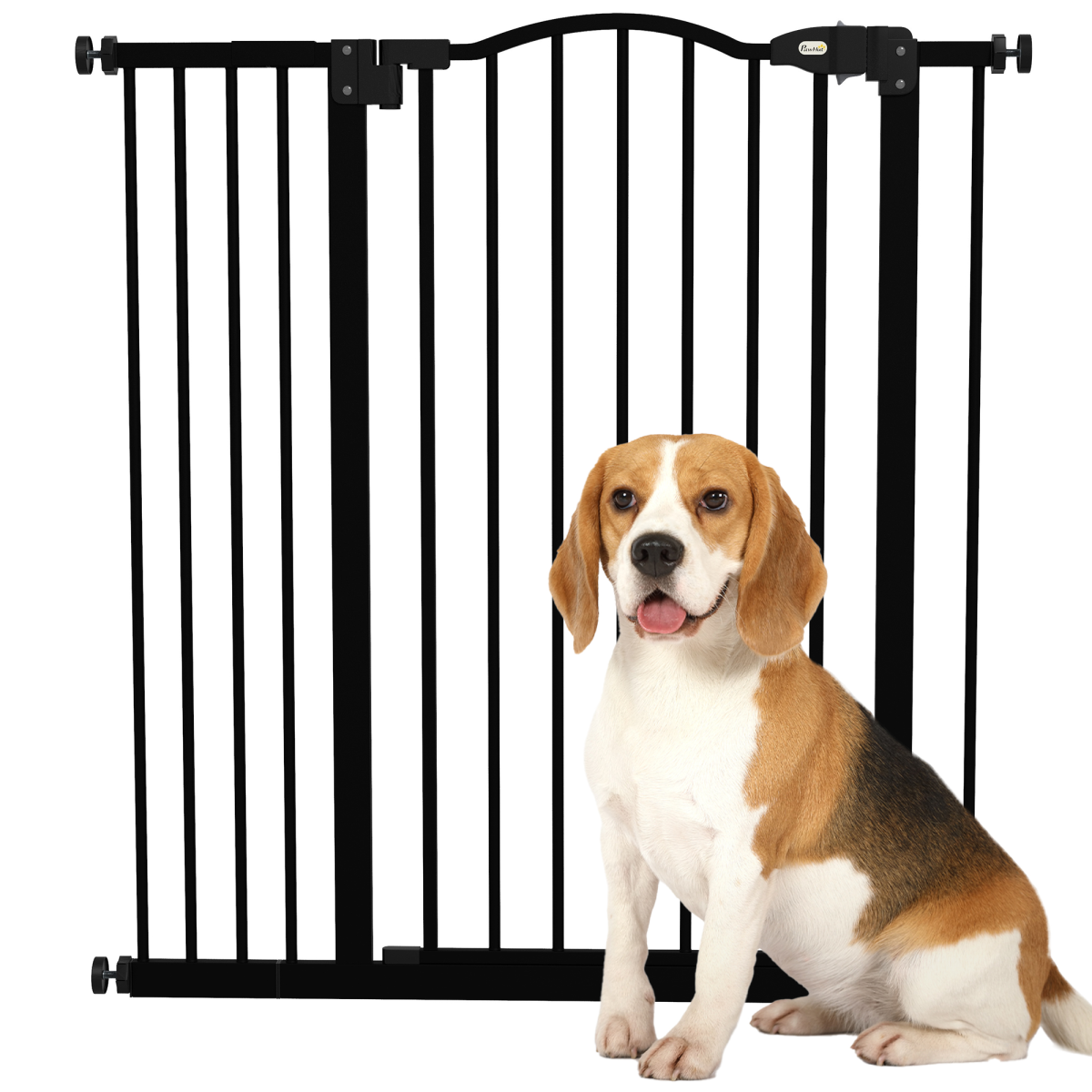 PawHut Adjustable 74-94cm Metal Pet Gate with Auto-Close Door White