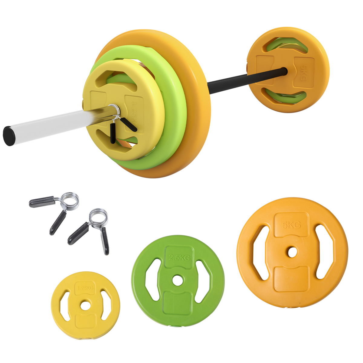 HOMCOM 20kg Adjustable Barbell Set with Non-Slip Handle