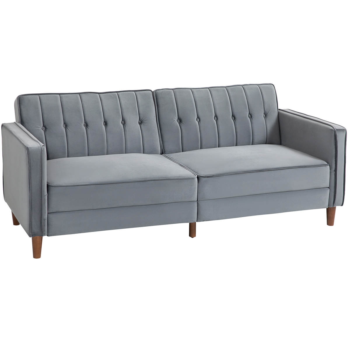 HOMCOM Dark Grey Velvet-Touch Convertible Futon Sofa Bed