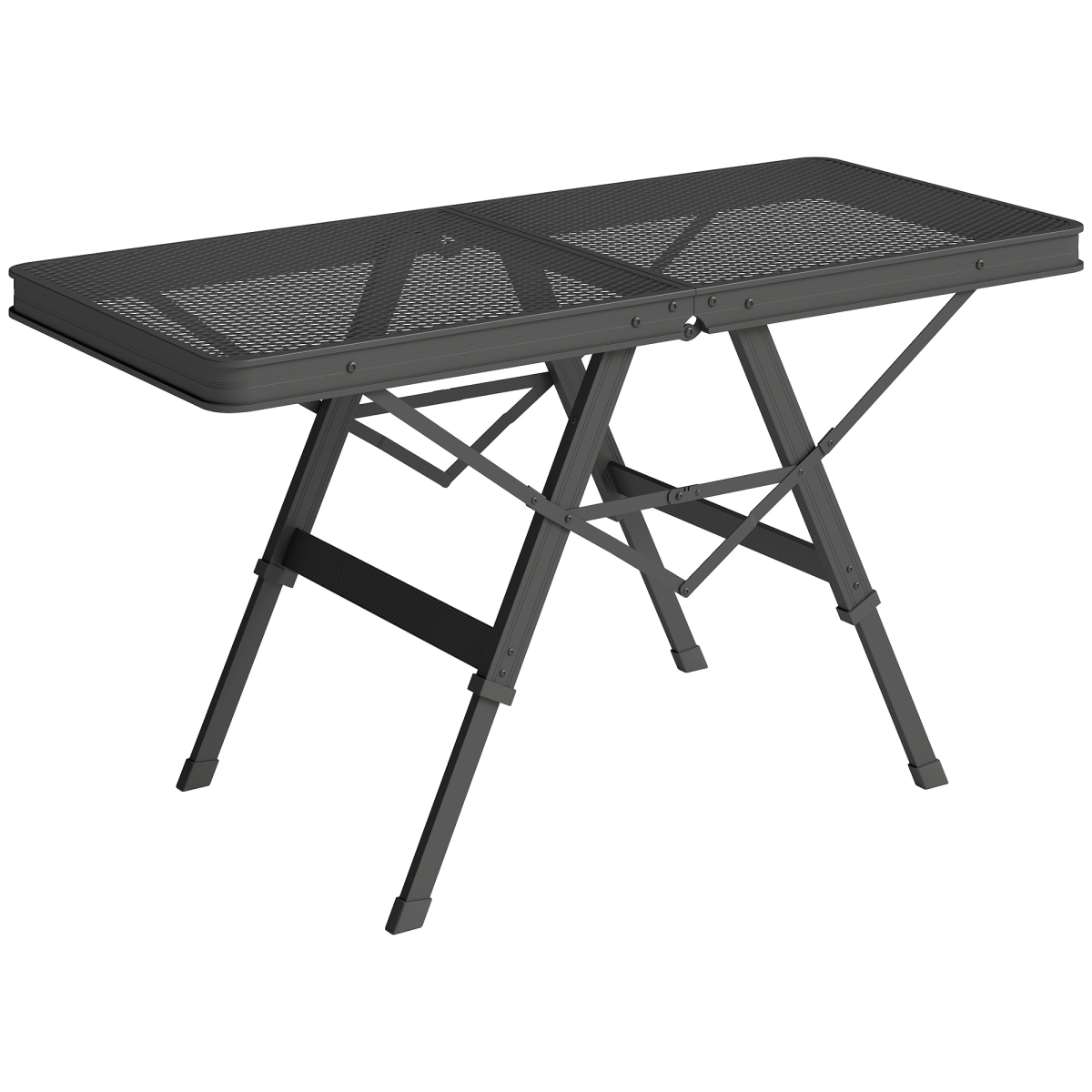 Outsunny Folding Camping Table with Adjustable Heights, Mesh Top