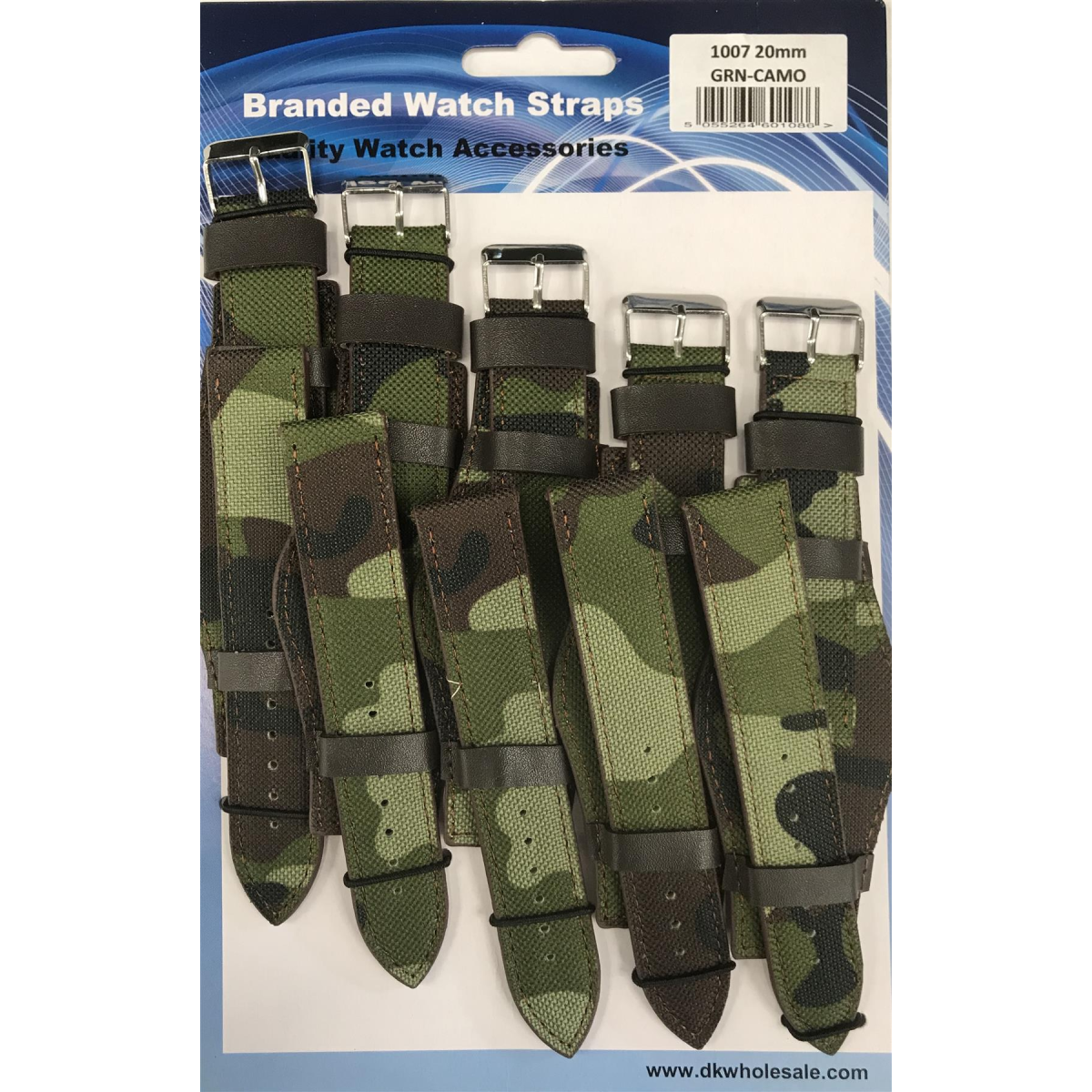 Leather Camo Green Military Leather Watch Straps Pack of 5 22mm