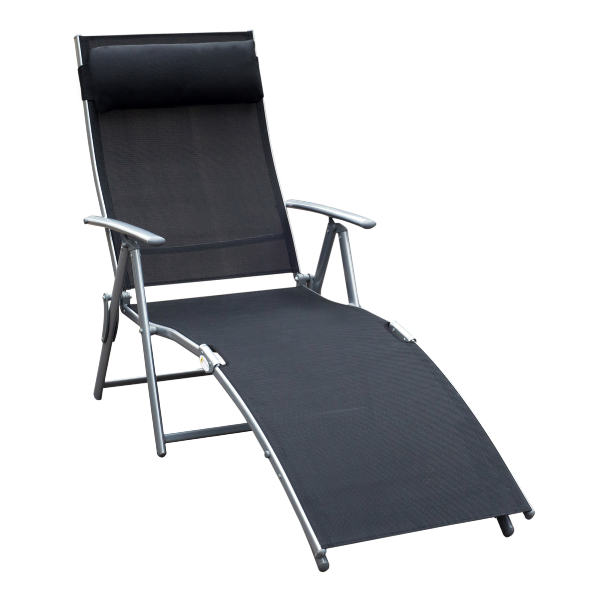 Outsunny Foldable Textilene Sun Lounger Recliner, 5-Level Adjustable Black