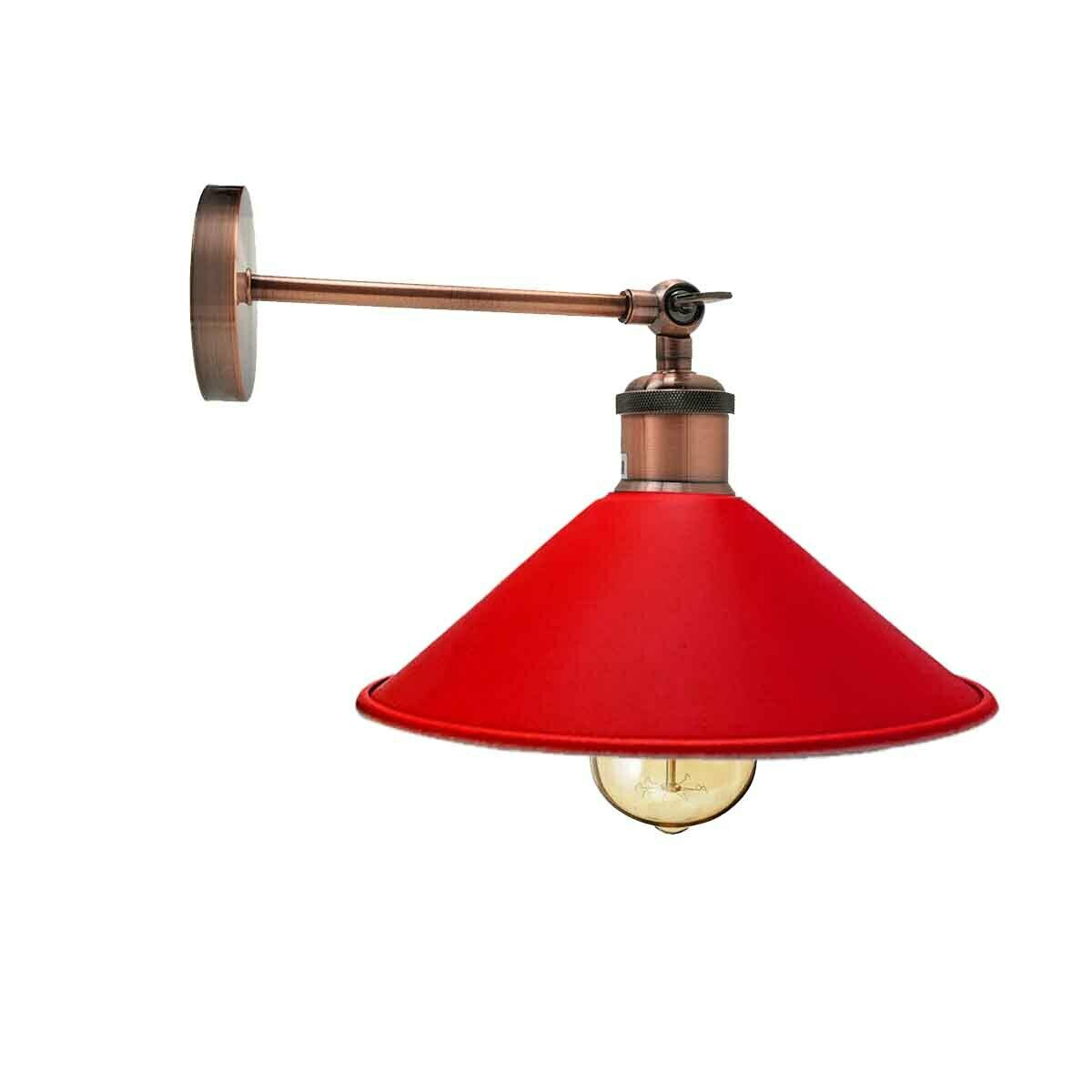 Vintage Industrial Red Metal Wall Light Fixture, E27 Loft Rustic Adjustable Lamp