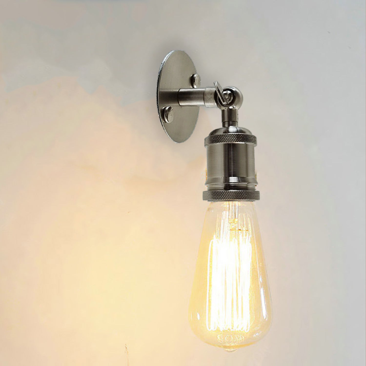 Vintage Indoor Wall Light Sconce, Metal, Satin Nickel
