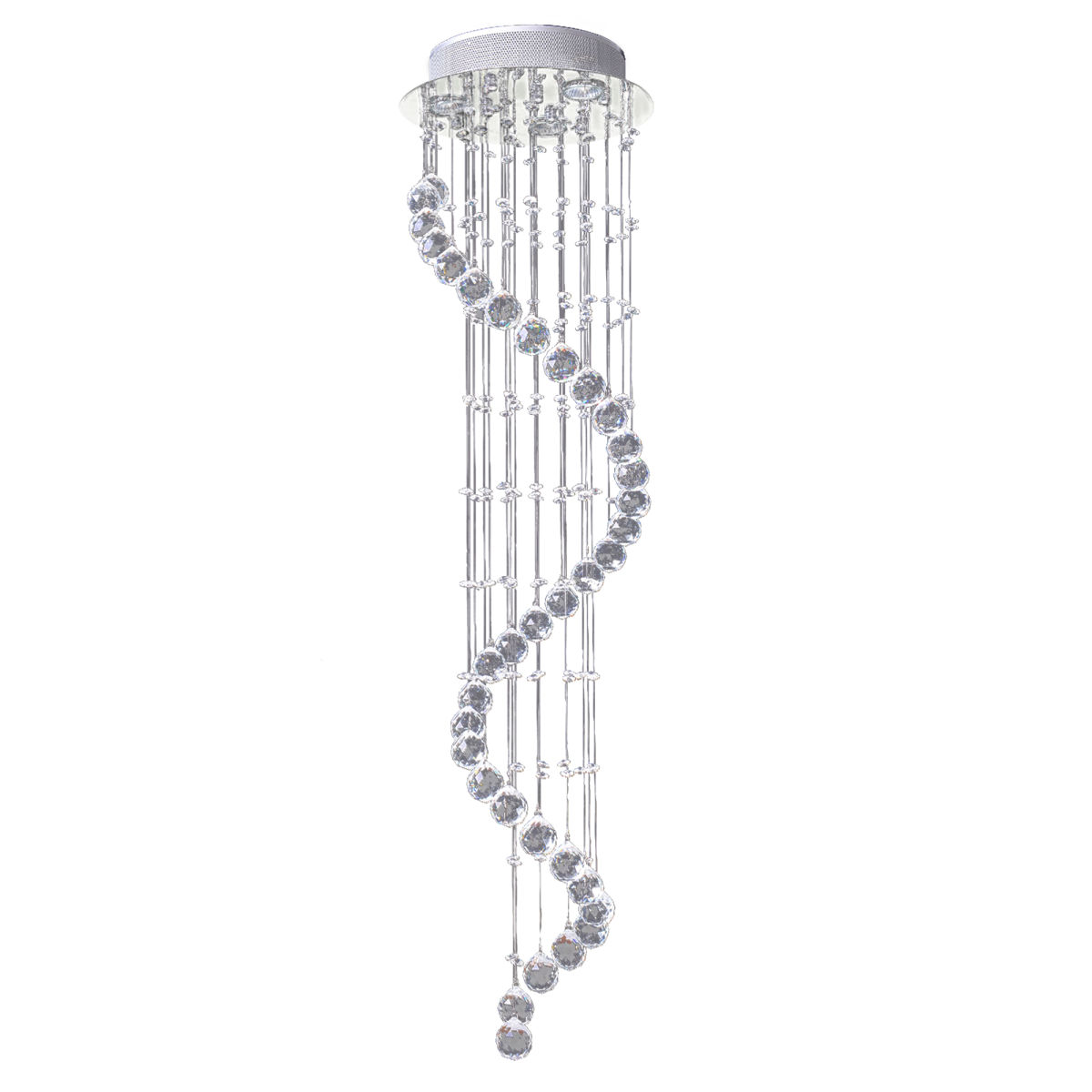 HOMCOM Crystal Chandelier 160 Octagons with Glass Crystals, Polished Chrome Finish