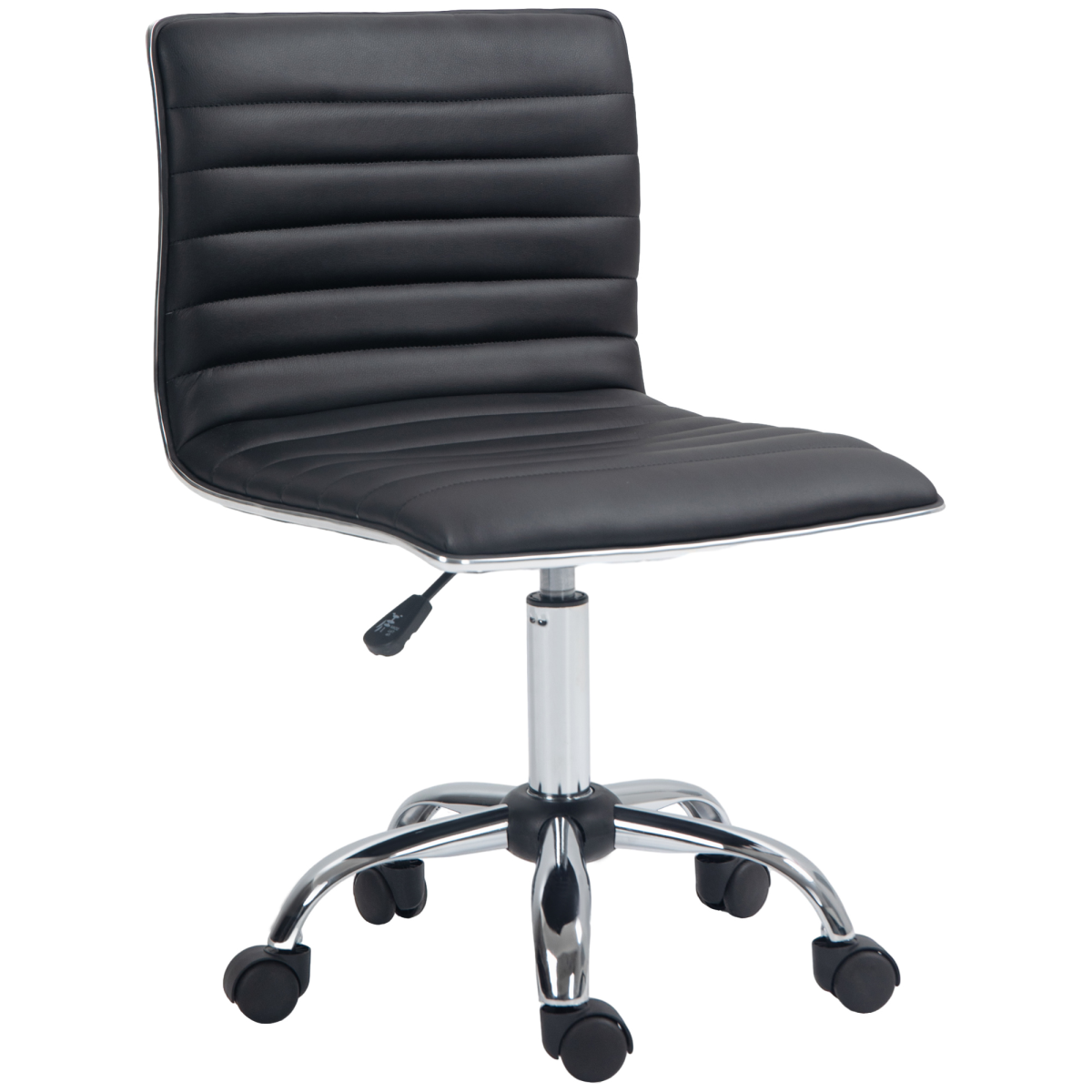 HOMCOM Armless Mid-Back PU Leather Adjustable Swivel Office Chair Black