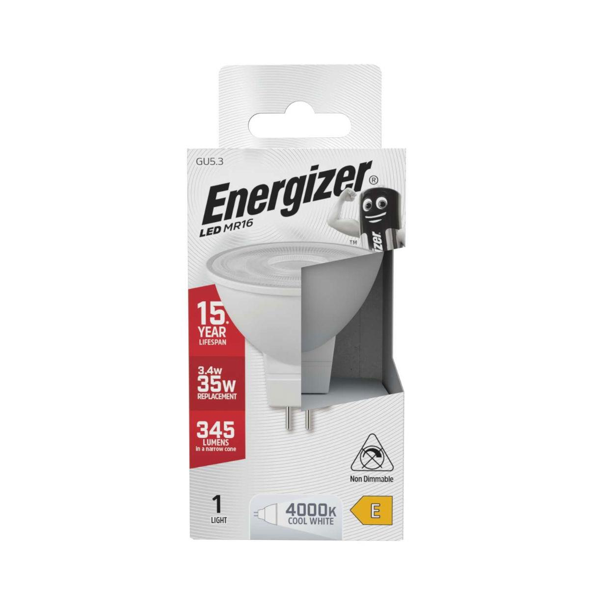 Energizer LED MR16 GU5.3 3.4W 345lm 4000K Cool White