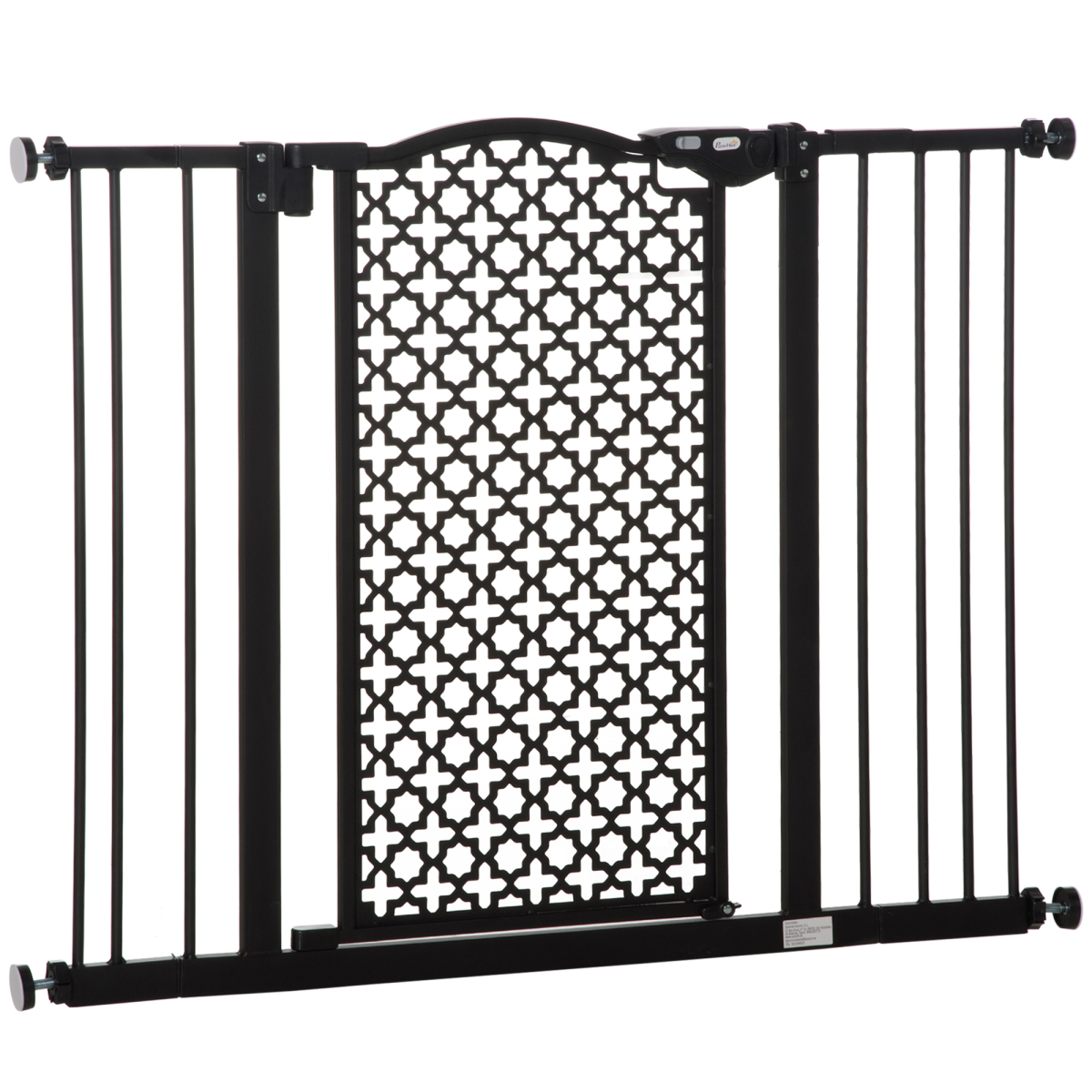 Pet Safety Gate 74-105 cm Pressure Fit Stair Gate with Double Locking, Automatic Closing, Steel Frame, Black