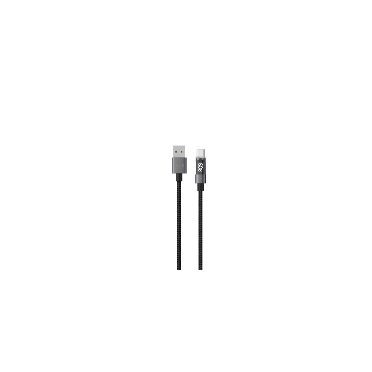 WYE USB-A to USB-C 65W Fast Charging Cable with LED Display, 1m