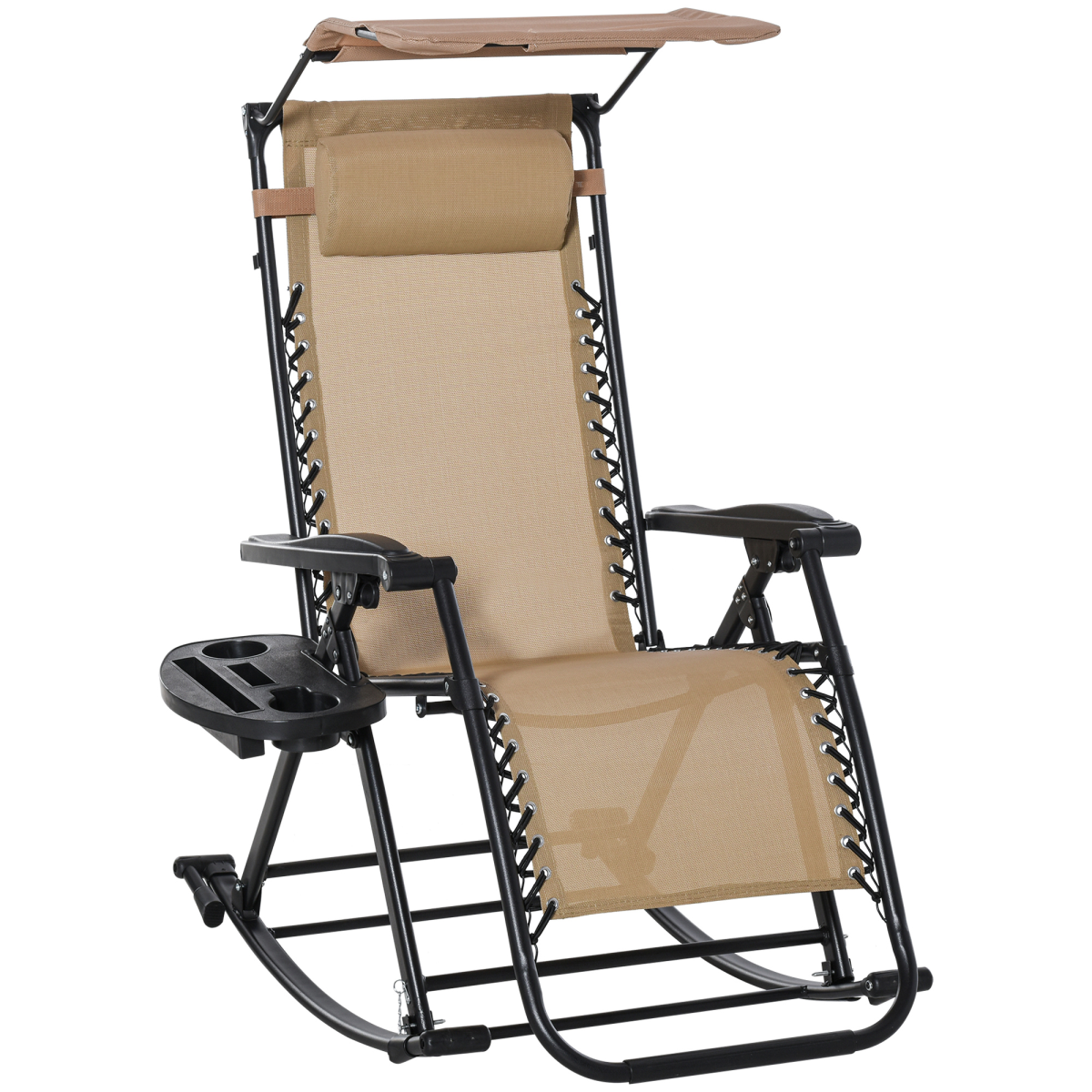 Folding Zero-Gravity Outdoor Recliner Rocker Chair with Canopy