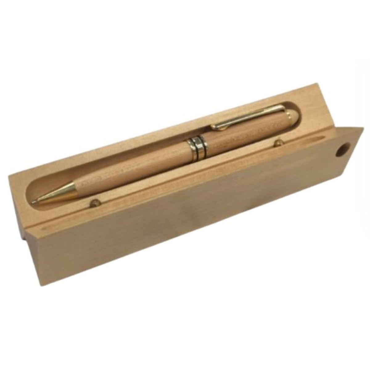 Imperial Handmade Wooden Pen Set with Triangle Wooden Box and Black Ink Ball Pens