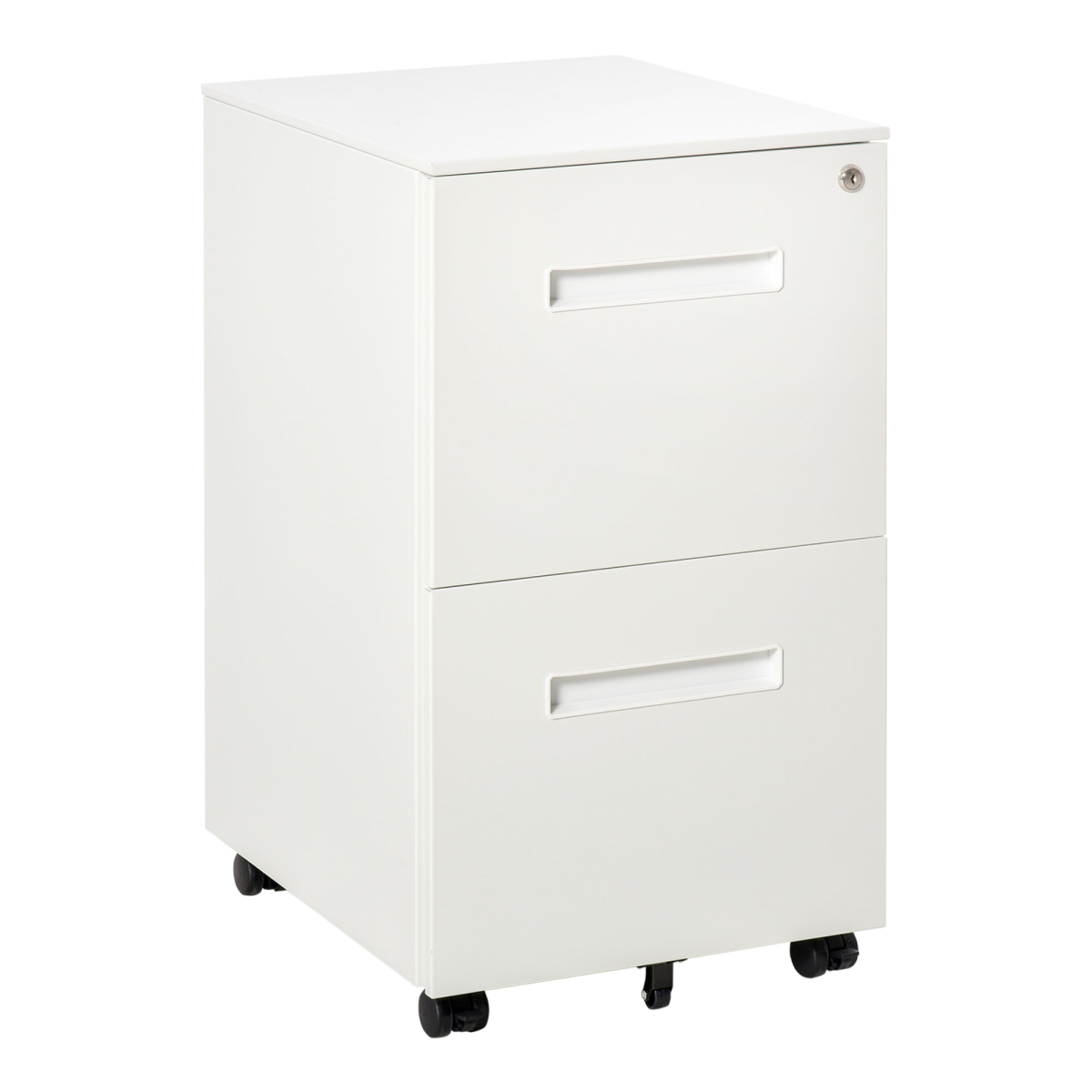 Mobile File Cabinet with Lock, Adjustable Partition, Rolling, White