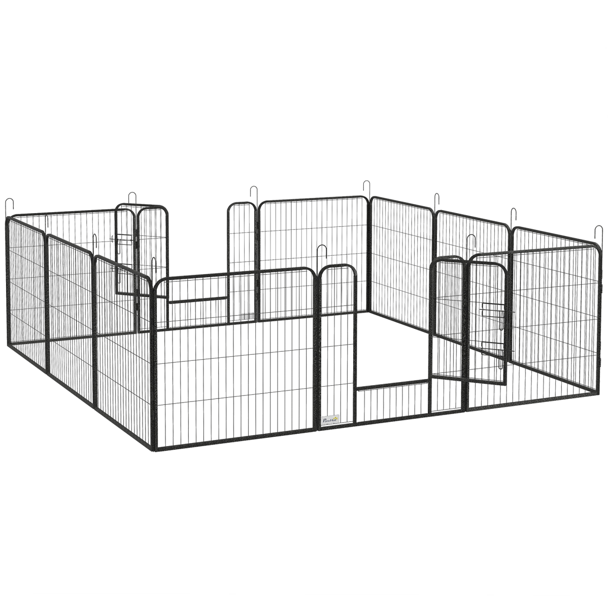 PawHut 12-Panel Steel Puppy Play Pen with Lockable Doors