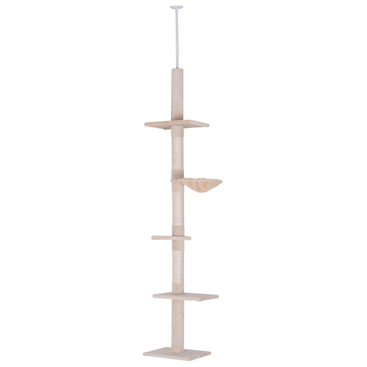 Pawhut 5-Tier Floor to Ceiling Cat Tree with Scratching Post, Adjustable 230-260cm Kitty Tower Activity Center